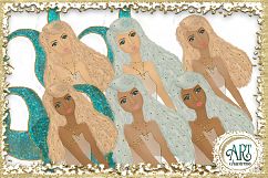 Mermaids Clipart design in Turquoise - Huge Set of : PNG files Product Image 6