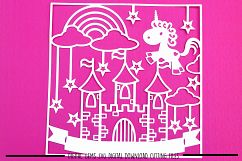 Unicorn and castle paper cut SVG / DXF / EPS files Product Image 2