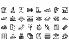 Plywood icons set, outline style Product Image 1