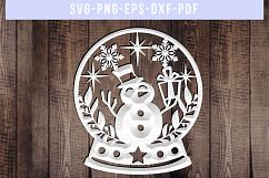Winter SVG Cut File, Snowflake Papercut, Snowman Laser Cut Product Image 4