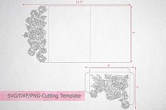 tri fold wedding invitation, svg dxf laser cut template Product Image 2