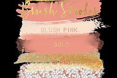 Blush pink. Nude. Gold glitter. Brush Strokes Clip Art . Pink gold collection. Watercolor clipart. Digital Design Resource.  Product Image 1