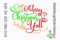 Merry Christmas Y&#039;all SVG Cutting File PNG DXF AI EPS  Product Image 1