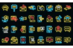 Sms marketing icons set vector neon Product Image 1
