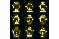 Samovar icons set vector neon Product Image 1