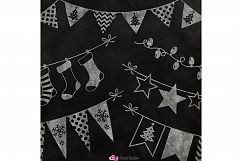 Chalkboard Christmas Bunting banners clipart Product Image 3