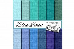 Blue Linen Digital Paper - 12 Shades Blue Green Teal Product Image 1