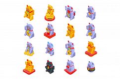 Lucky cat icons set, isometric style Product Image 1