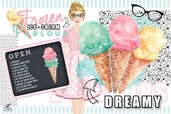 Watercolour Ice creams and Girl Graphics Product Image 1