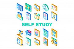 Self Study Lessons Collection Icons Set Vector Product Image 1