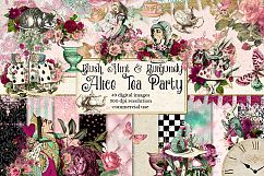 Blush, Mint and Burgundy Alice In Wonderland Tea Party Graphics Product Image 1