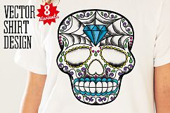 Puppy Calavera Tattoo Style Vector Product Image 1