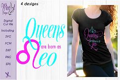 Leo sign svg, Zodiac quote svg, Queens quote svg, born as svg,  word art svg,  Product Image 3