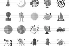 150 Science Flat Greyscale Icons Product Image 2