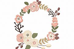 Floral Wreath Font Frame Monogram Design - EMBROIDERY DESIGN FILE - Instant download - Vp3 Hus Dst Exp Jef Pes formats 5 sizes 3,4,5,6,7inch Product Image 1