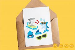 Summer Sharks cutting files svg, dxf, pdf, eps included - cut files for cricut and silhouette - Cutting Files SG Product Image 4