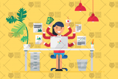 4 Female Employee With Computer Concepts Product Image 2