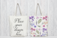2 Tote bag mockup rustic  background psd smart stock photo two totes template valentines Product Image 1