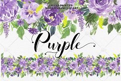 Purple Flowers Watercolor Clip Art Product Image 3