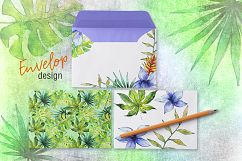 Green tropical leaves PNG watercolor set Product Image 5