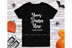Halloween Fall Black Tshirt Mock Up, Gildan 5000 Flat Lay Product Image 1