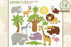 SAFARI clipart, cute animals clip art, instant download Product Image 1