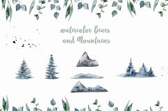 Funny Winter Bears Christmas tree and mountain clipart Product Image 3