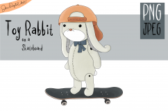 Toy Rabbit on a Skateboard | Clip art illustration |PNG/JPEG Product Image 1