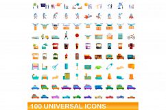 100 universal icons set, cartoon style Product Image 1