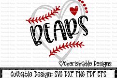 Baseball Svg, Softball Svg, Bears Baseball Cutting file, heart frame baseball, DXF Files, dxf pattern, svg pattern, Cricut instant download Product Image 1
