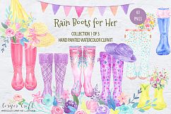 Watercolor Rain Boots for Her, Watercolor Clip Art Product Image 1