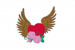 Winged Heart Embroidery Design Product Image 1