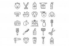 Groomer icons set, outline style Product Image 1