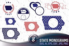 8 Monograms with Iova - cutting files, SVG, PNG, JPG, EPS, AI, DXF Product Image 1