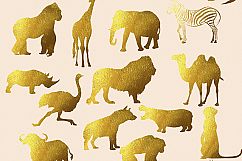 Gold Foil Safari Animals Clipart Product Image 1