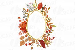 Autumn frames watercolor clip art pack, fall design borders Product Image 7