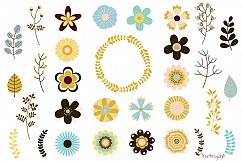 Wedding flowers clipart, Mod retro floral clip art vintage Product Image 1