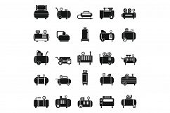 Air compressor pneumatic icons set, simple style Product Image 1