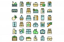 Food storage icons set vector flat Product Image 1