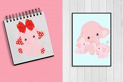 ELEPHANT babies in pink! BUNDLE! 53 cliparts, graphics and illustrations and Patterns AMB-2276 Product Image 2