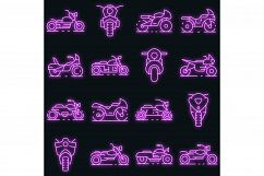 Motorbike icons set vector neon Product Image 1