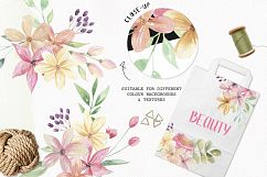 Watercolor Enliven Clipart Bouquets Flowers Purple Pink Product Image 2