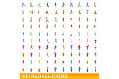 100 people icons set, cartoon style Product Image 1