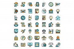 Utilities icons set line color vector Product Image 1