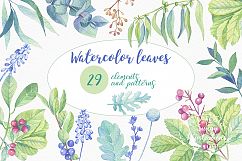 Watercolor leaves, berries, flowers Product Image 1