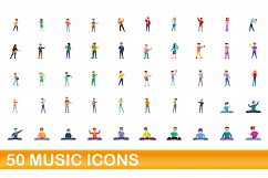 50 music icons set, cartoon style Product Image 1