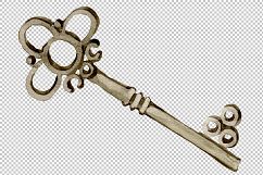Watercolor vintage old keys PNG set   Product Image 9