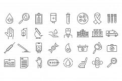 Blood donation icons set, outline style Product Image 1