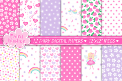 Fairy digital papers, Unicorn digital papers, Fairy patterns Product Image 1