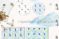 Penguins. Watercolor clipart Product Image 3